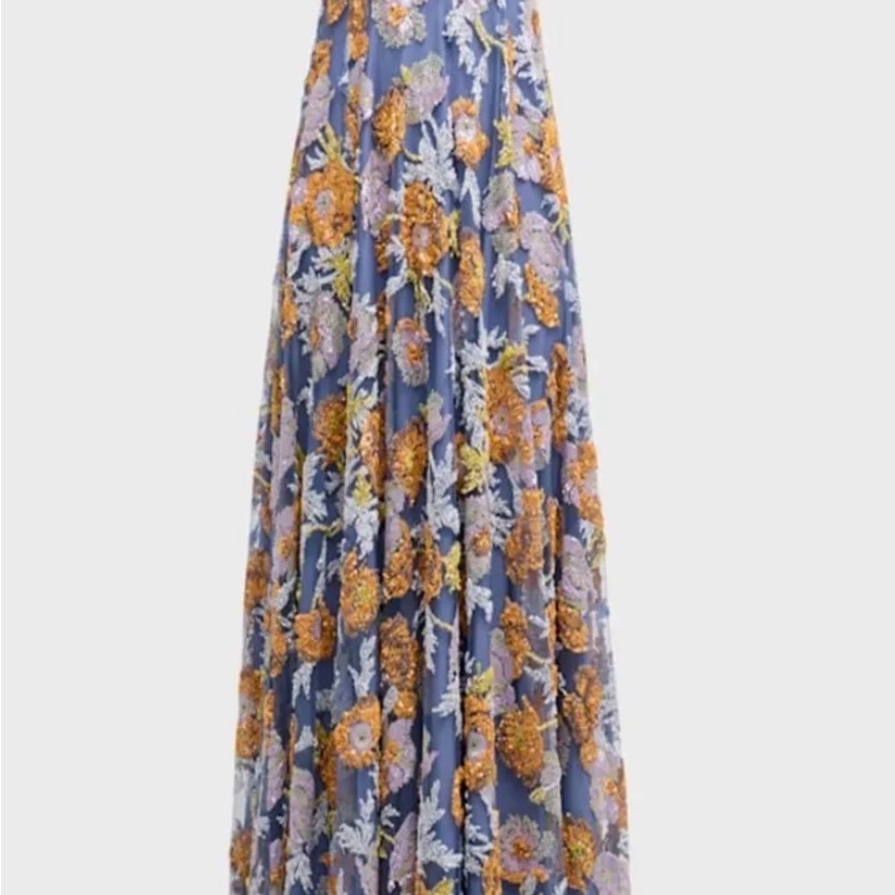 Jovani Puff-Sleeve Floral Sequin Gown - Picture 5 of 9